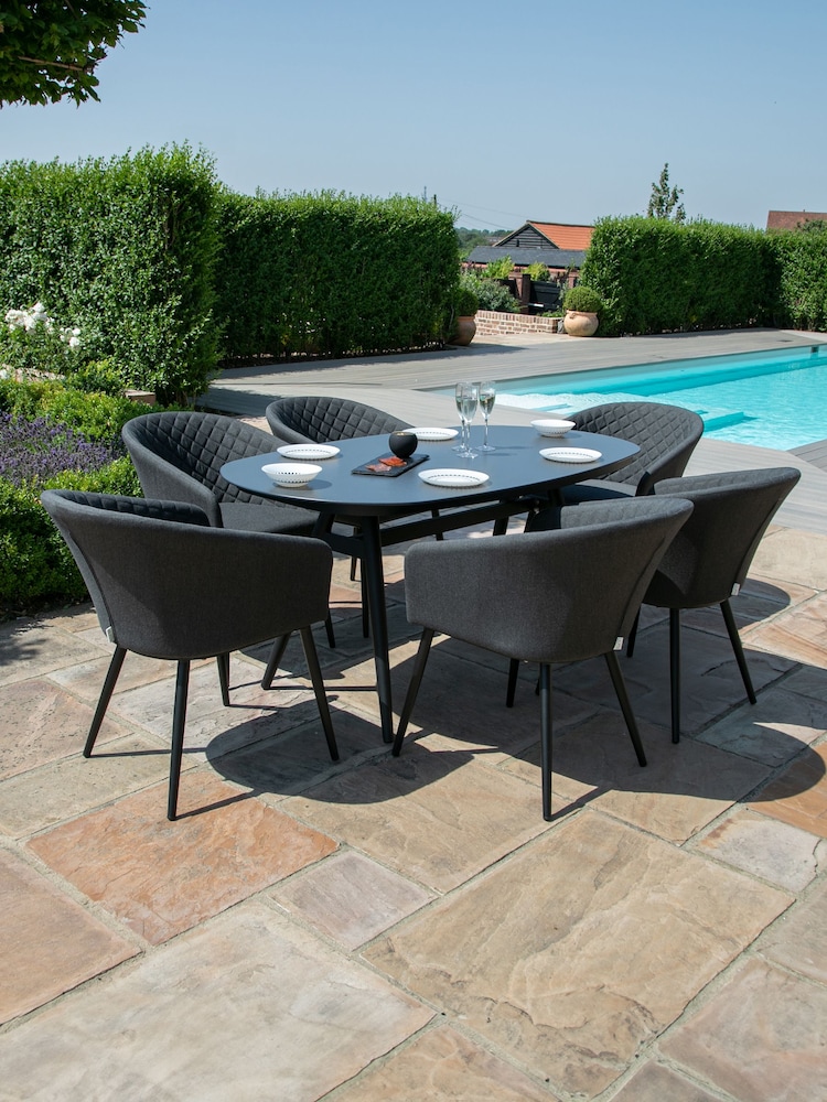 Maze Charcoal Garden Ambition 6 Seat Oval Dining Set - Image 1 of 6