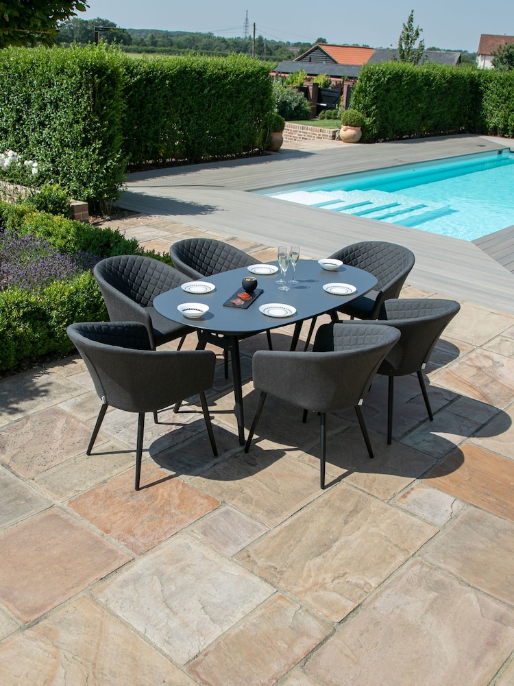 Maze Charcoal Garden Ambition 6 Seat Oval Dining Set - Image 2 of 6