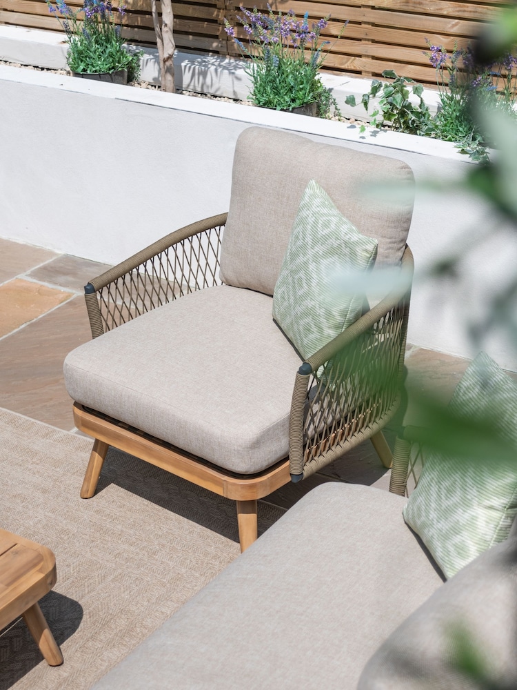 Maze Sandstone Garden Bali Rope Weave Corner Sofa Set with Lounge Chair - Image 2 of 6