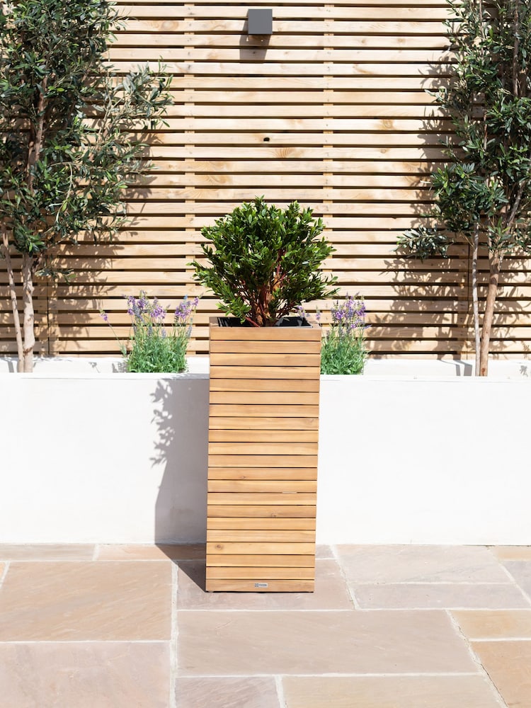 Maze Acacia Wood Garden Bali Large Planter - Image 2 of 6 Maze Acacia Wood Garden Bali Large Planter - Image 2 of 6