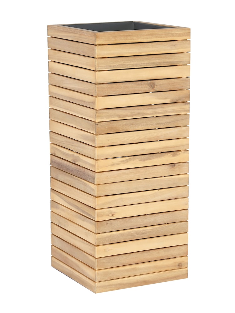 Maze Acacia Wood Garden Bali Large Planter - Image 6 of 6 Maze Acacia Wood Garden Bali Large Planter - Image 6 of 6