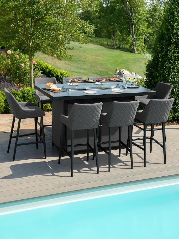Maze Flanelle Garden Regal 8 Seat Rectangular Fire Pit Bar Set - Image 1 of 6
