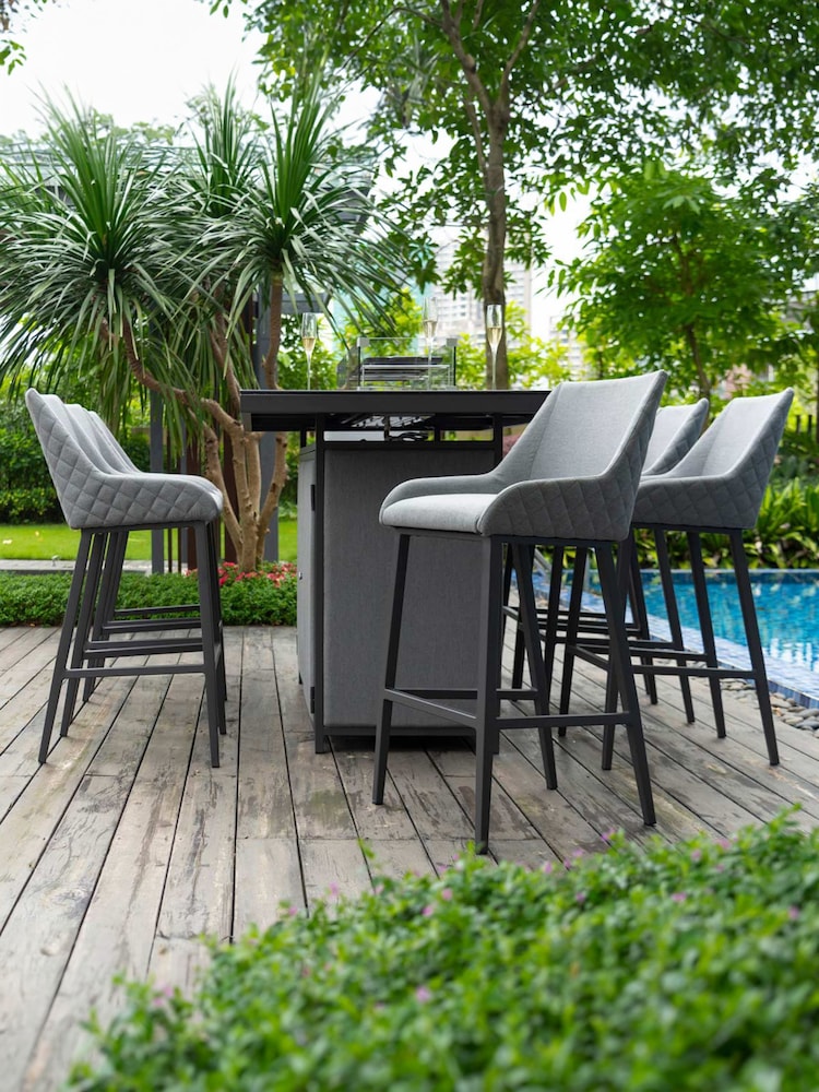 Maze Flanelle Garden Regal 8 Seat Rectangular Fire Pit Bar Set - Image 2 of 6