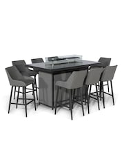 Maze Flanelle Garden Regal 8 Seat Rectangular Fire Pit Bar Set - Image 6 of 6