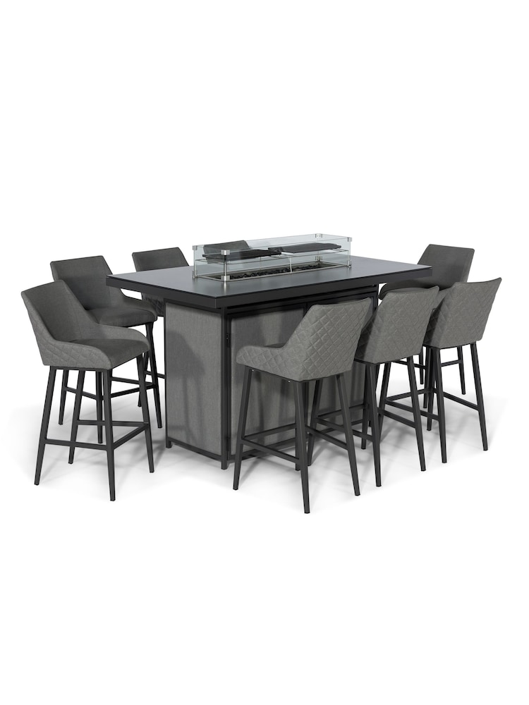Maze Flanelle Garden Regal 8 Seat Rectangular Fire Pit Bar Set - Image 6 of 6