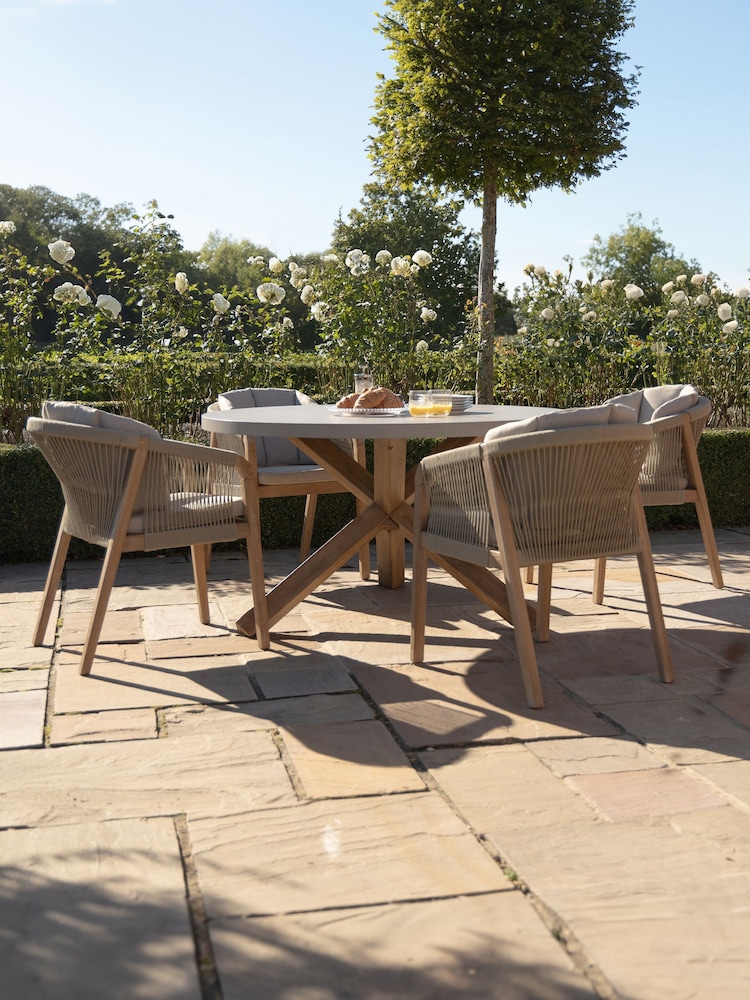 Maze Taupe Garden Martinique 4 Seat Round Dining Set - Image 1 of 6