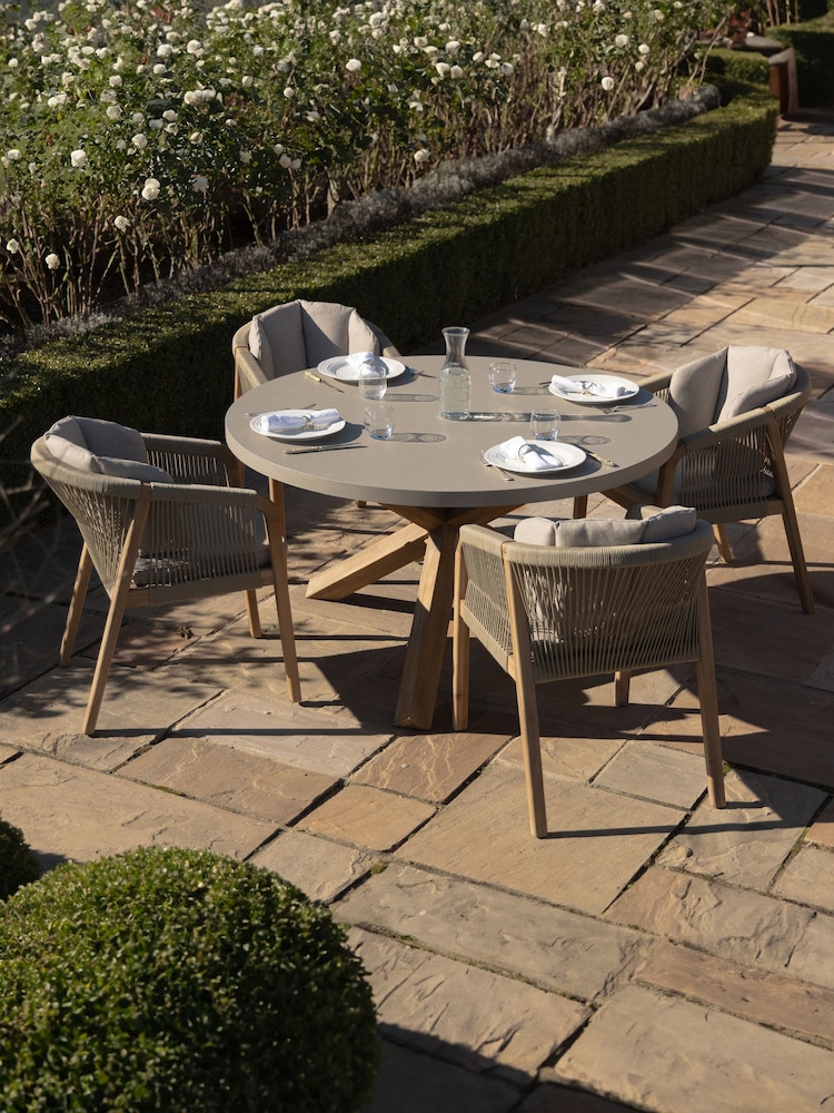 Maze Taupe Garden Martinique 4 Seat Round Dining Set - Image 2 of 6