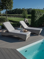 Maze Light Grey Garden Oxford Rattan 3 Piece Sunlounger Set - Image 1 of 6