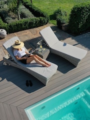 Maze Light Grey Garden Oxford Rattan 3 Piece Sunlounger Set - Image 2 of 6