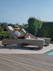 Maze Light Grey Garden Oxford Rattan 3 Piece Sunlounger Set - Image 3 of 6