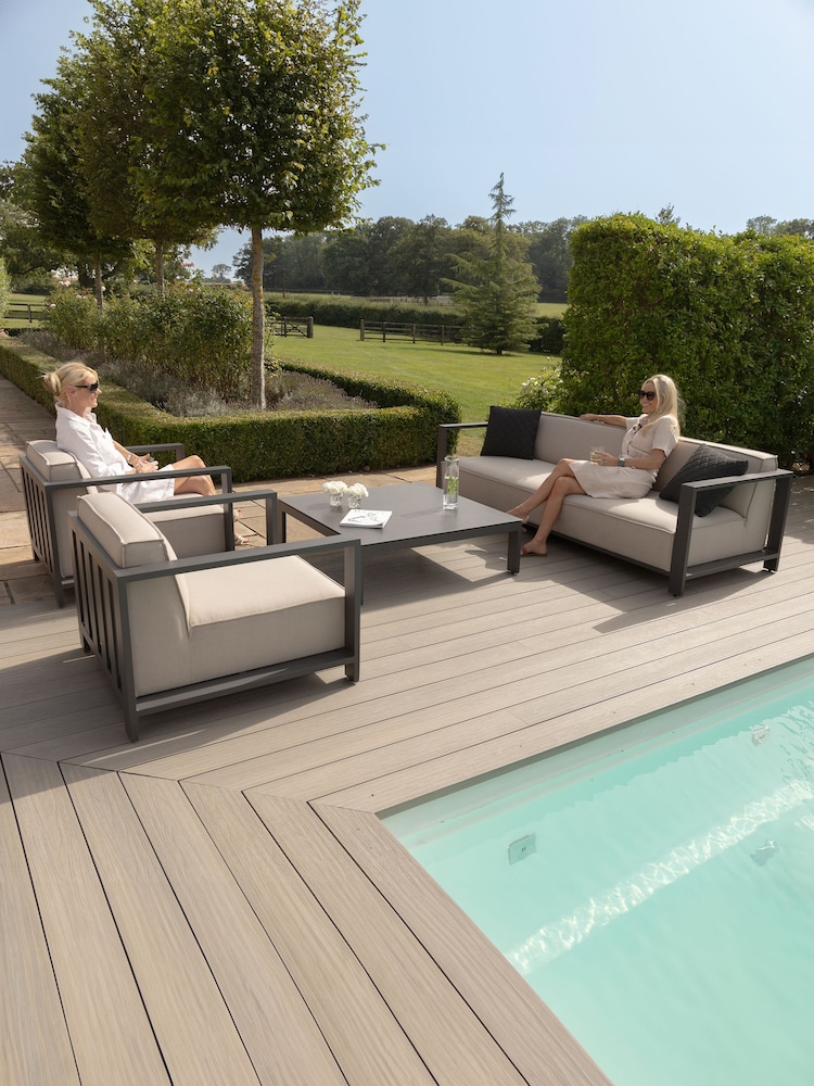 Maze Oatmeal Ibiza 3 Seat Garden Sofa Set With Square Coffee Table - Image 1 of 6