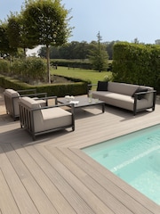 Maze Oatmeal Ibiza 3 Seat Garden Sofa Set With Square Coffee Table - Image 2 of 6