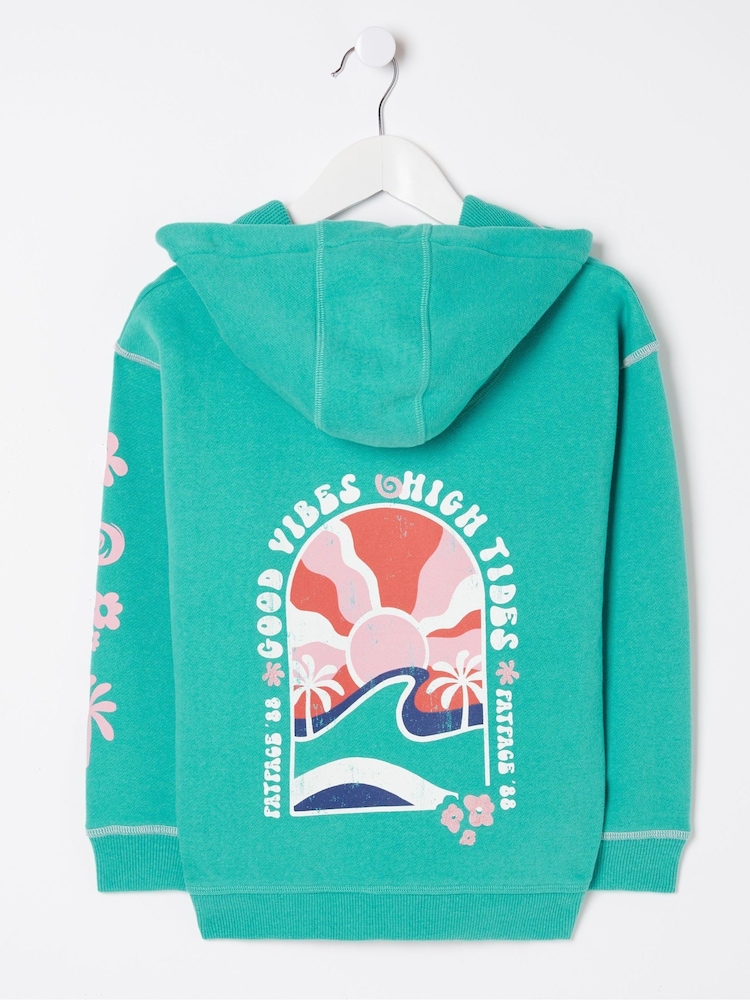 FatFace Blue Good Vibes Popover Hoodie - Image 6 of 6