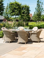 Maze Beige Garden Winchester 6 Seat Rattan Oval Fire Pit Dining Set - Image 3 of 6