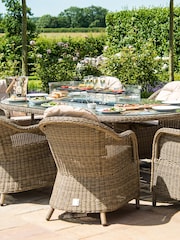 Maze Beige Garden Winchester 6 Seat Rattan Oval Fire Pit Dining Set - Image 4 of 6