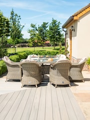 Maze Beige Garden Winchester 6 Seat Rattan Oval Fire Pit Dining Set - Image 5 of 6