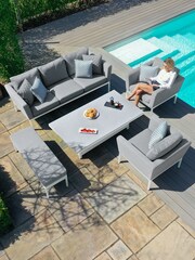 Maze Grey Pulse Garden 3 Seat Sofa Dining Set with Rising Table - Image 2 of 6