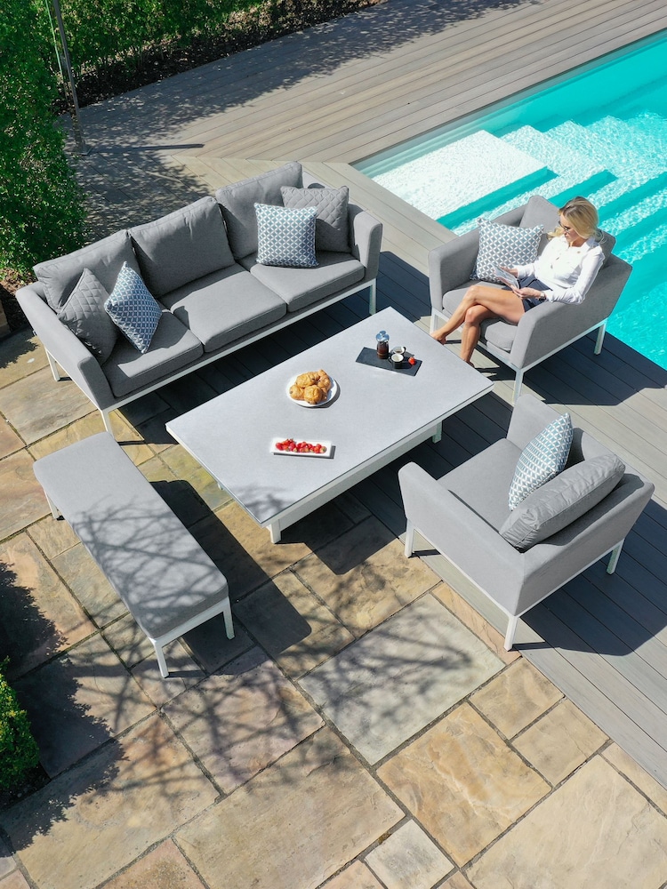 Maze Grey Pulse Garden 3 Seat Sofa Dining Set with Rising Table - Image 2 of 6