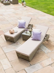Maze Beige Garden Winchester 3 Piece Sunlounger Set - Image 3 of 6