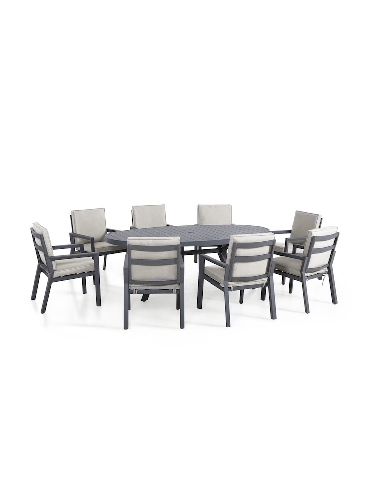 Maze Dove Grey Garden New York Round 8 Seater Dining Set - Image 4 of 4