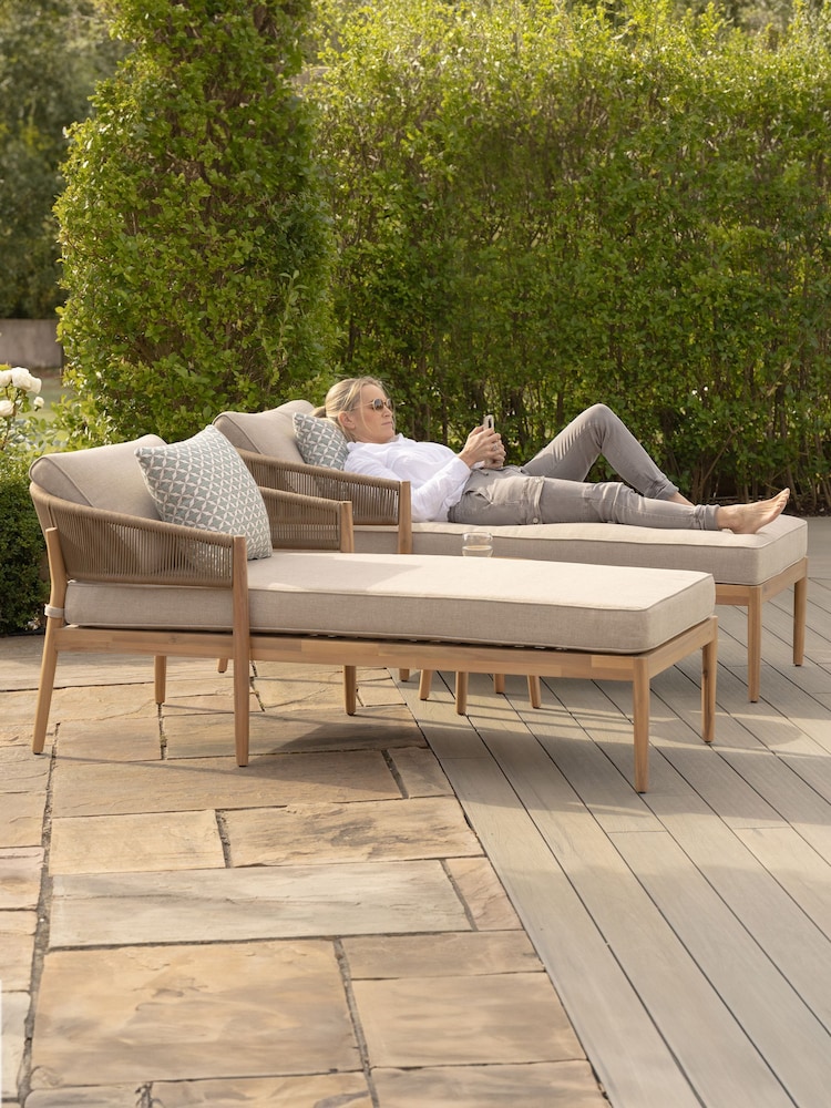 Maze Light Brown Garden Porto Double Sunlounger Set - Image 1 of 6