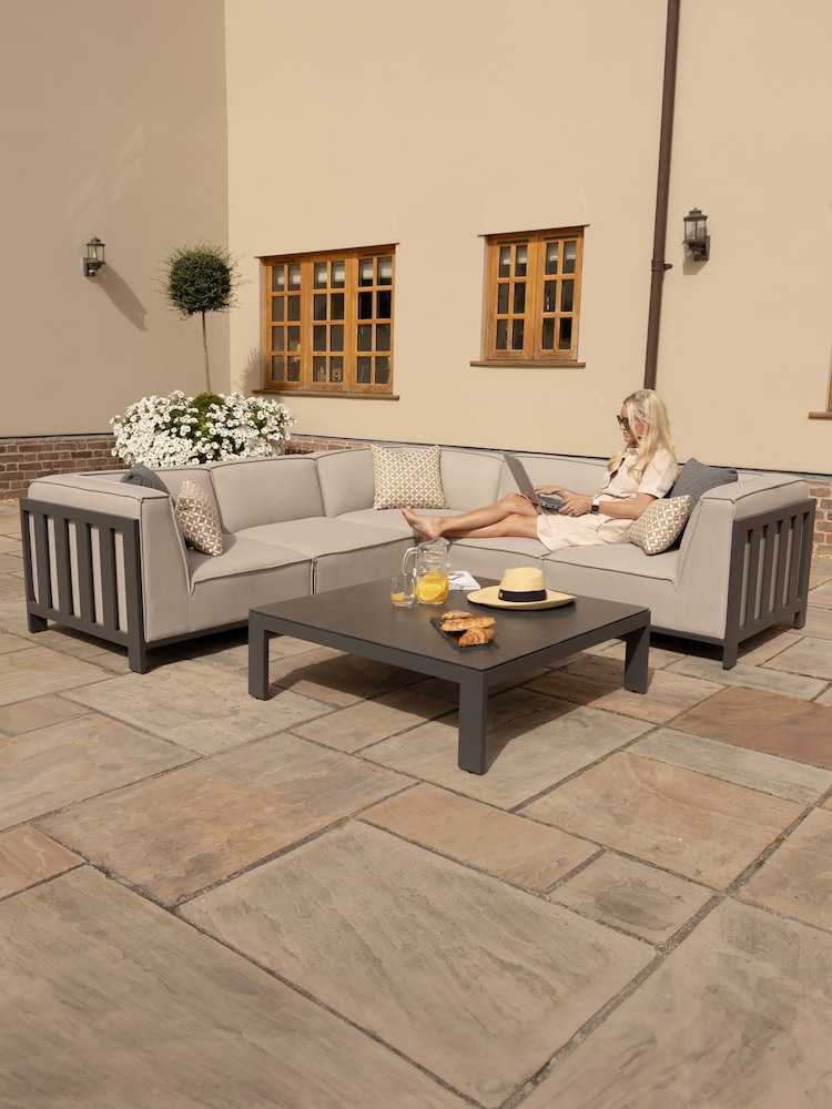 Maze Oatmeal Ibiza Garden Corner Sofa Set With Square Coffee Table - Image 1 of 6