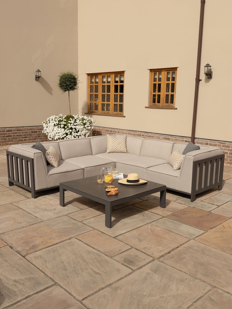 Maze Oatmeal Ibiza Garden Corner Sofa Set With Square Coffee Table - Image 2 of 6