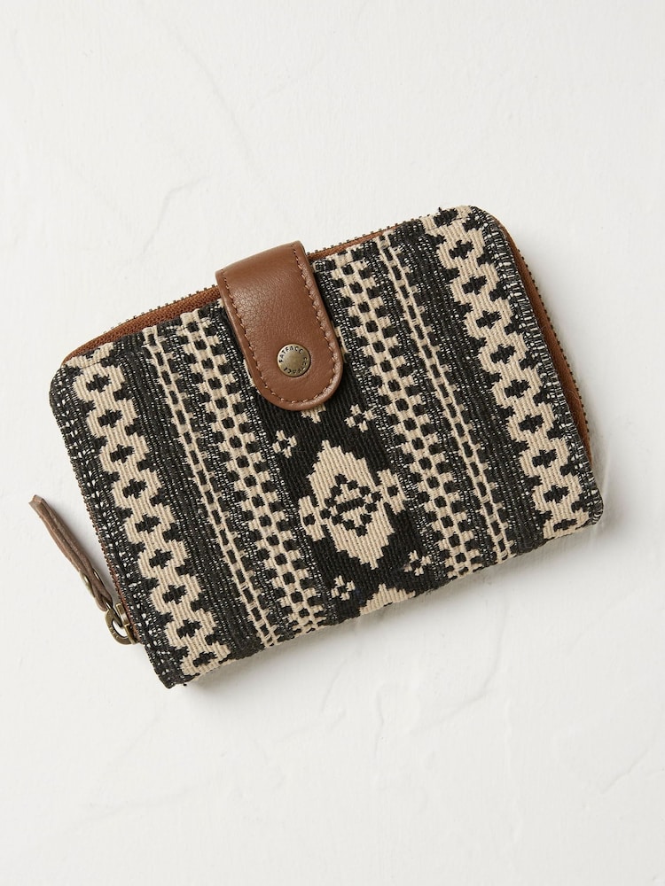 FatFace Etta Black Woven Foldover Purse - Image 1 of 2