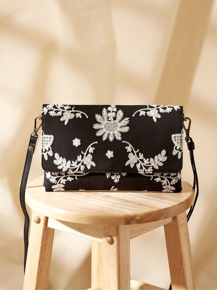 FatFace Elena Black Broderie Wristlet Bag - Image 2 of 4