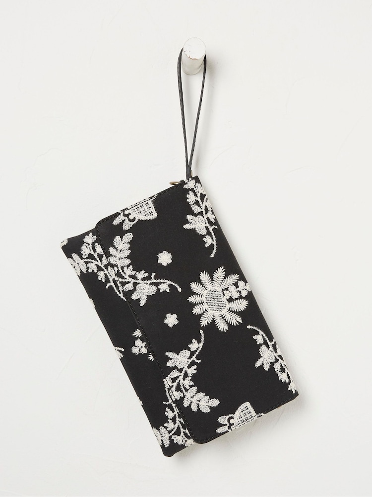 FatFace Elena Black Broderie Wristlet Bag - Image 4 of 4