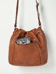 FatFace Awna Brown Leather Bucket Bag - Image 3 of 4