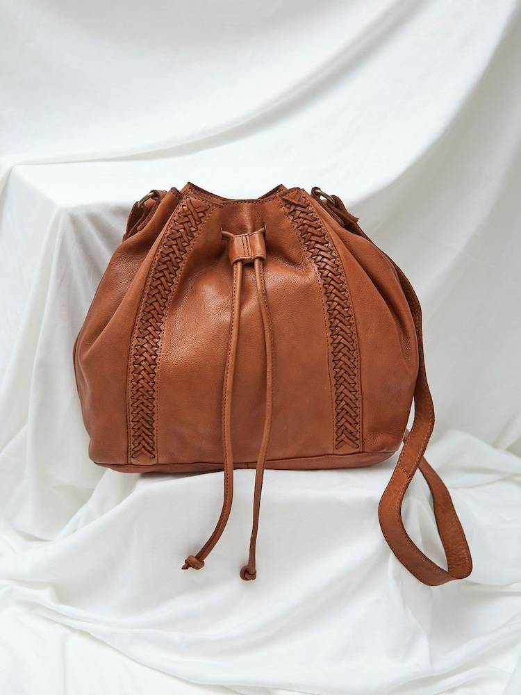 FatFace Awna Brown Leather Bucket Bag - Image 4 of 4