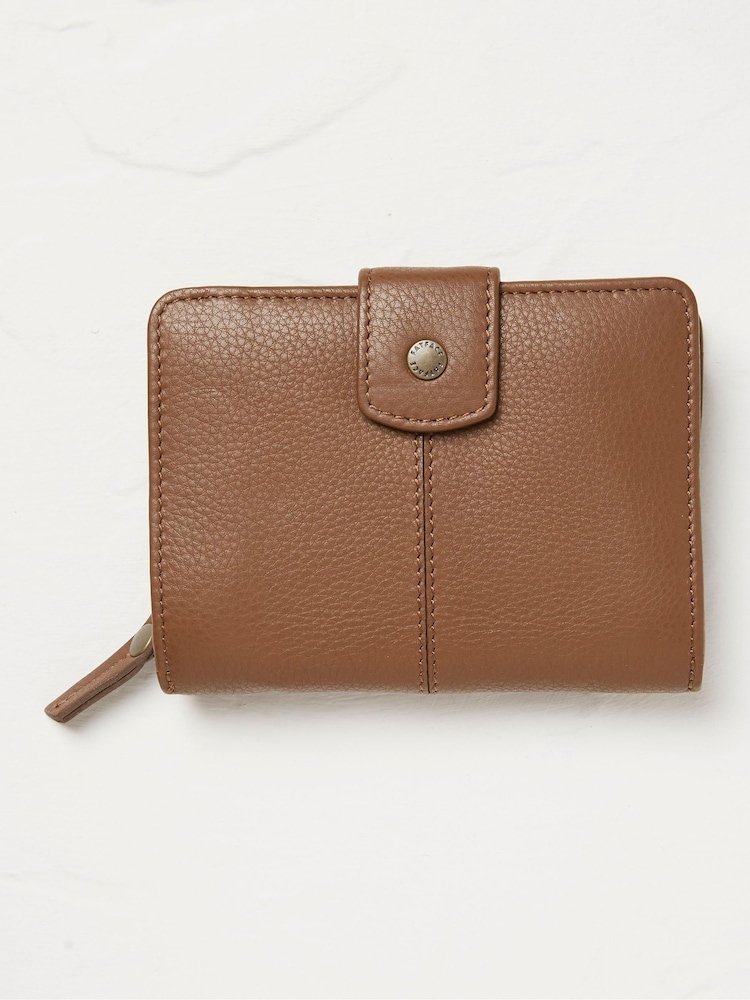 FatFace Etta Tan Brown Leather Zip Purse - Image 1 of 2
