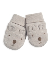 Mamas & Papas Grey 2 Piece Bear Ear Hat & Mittens Set - Image 3 of 3