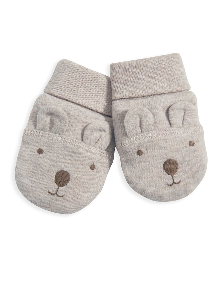 Mamas & Papas Grey 2 Piece Bear Ear Hat & Mittens Set - Image 3 of 3