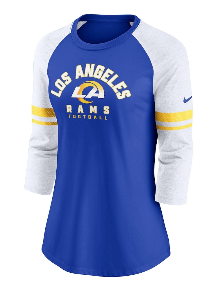 Fanatics Blue NFL Los Angeles Rams 3/4 Sleeve Fashion Top Womens - Image 1 of 2 Fanatics Blue NFL Los Angeles Rams 3/4 Sleeve Fashion Top Womens - Image 1 of 2