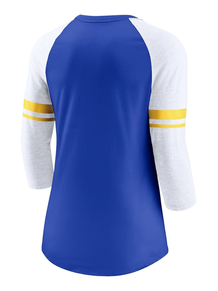 Fanatics Blue NFL Los Angeles Rams 3/4 Sleeve Fashion Top Womens - Image 2 of 2 Fanatics Blue NFL Los Angeles Rams 3/4 Sleeve Fashion Top Womens - Image 2 of 2