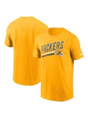 Fanatics NFL Yellow Bay Packers Essential Cotton Blitz Lockup 100% Cotton T-Shirt - Image 1 of 3