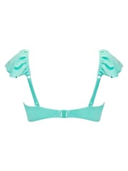 Pour Moi Blue Bermuda Underwired Non Padded Frill Bikini Top - Image 5 of 5