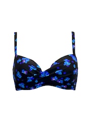 Pour Moi Black & Blue Padded Free Spirit Bikini Top - Image 3 of 4