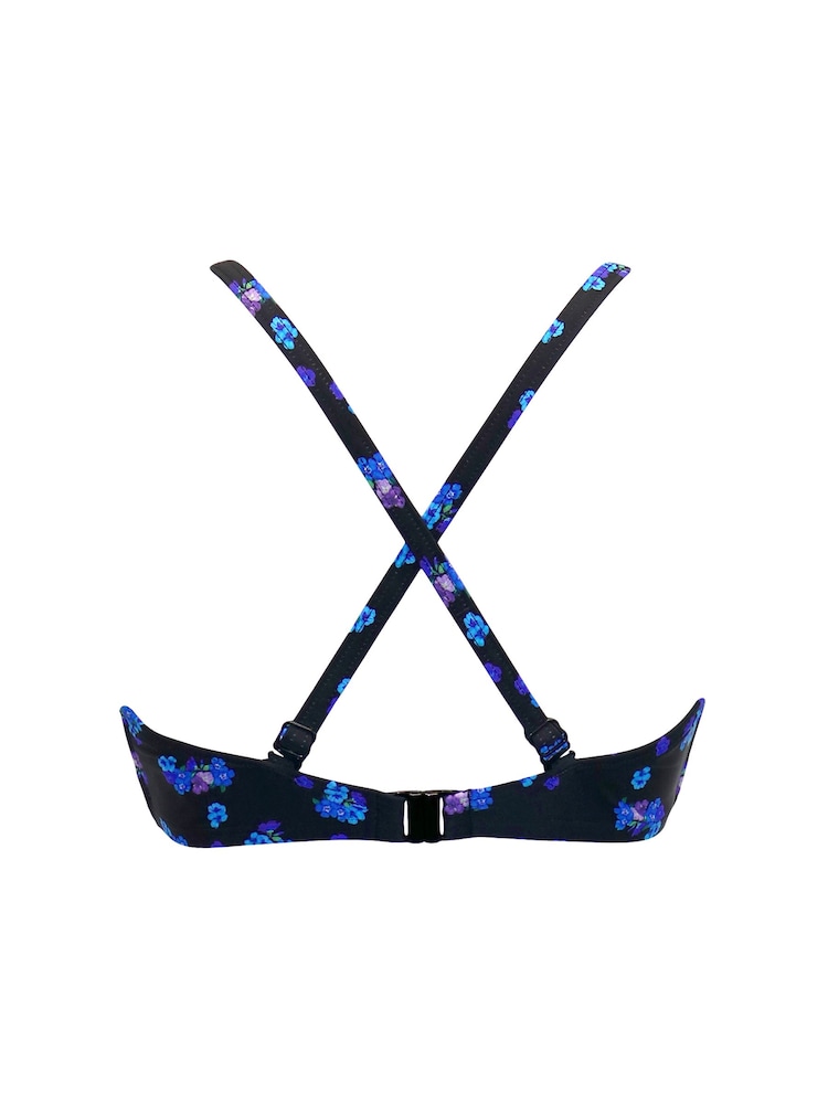 Pour Moi Black & Blue Padded Free Spirit Bikini Top - Image 4 of 4