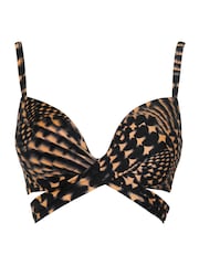 Pour Moi Black Portofino Underwired Lightly Padded Tie Wrap Bikini Top - Image 4 of 5