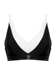 Pour Moi Black Padded Halterneck Fifth Avenue Underwired Longline Padded Bikini Top - Image 3 of 4