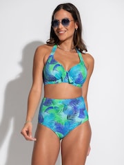 Pour Moi Blue High Waist Aruba Bikini Briefs - Image 2 of 4