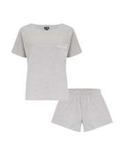 Pour Moi Grey Waffle Pocket Detail Top and Short Pyjama Set - Image 4 of 4