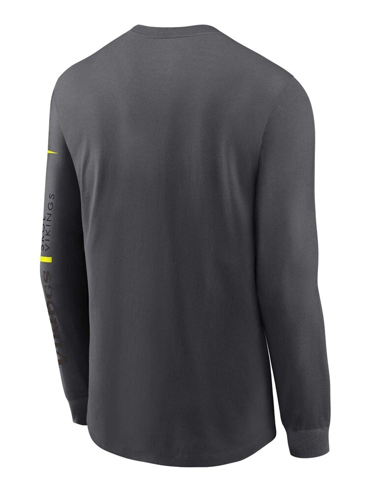 Fanatics Grey NFL Minnesota Vikings VOLT Long Sleeve Dri Fit Cotton T-Shirt - Image 3 of 3