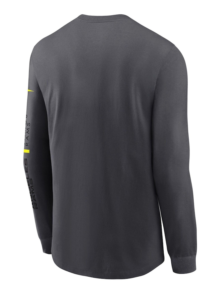 Fanatics Grey NFL Los Angeles Rams VOLT Long Sleeve Dri Fit Cotton T-Shirt - Image 3 of 3