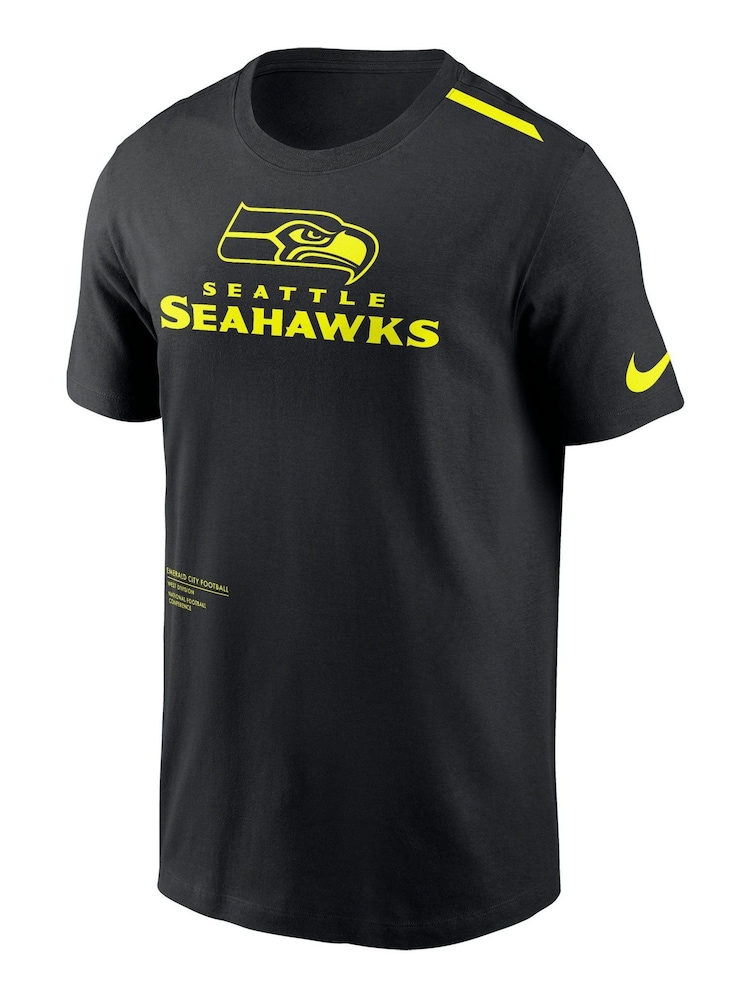Fanatics NFL Seattle Seahawks VOLT Short Sleeve Dri-FIT Cotton Fanatics Black T-Shirt - Image 2 of 3 Fanatics NFL Seattle Seahawks VOLT Short Sleeve Dri-FIT Cotton Fanatics Black T-Shirt - Image 2 of 3