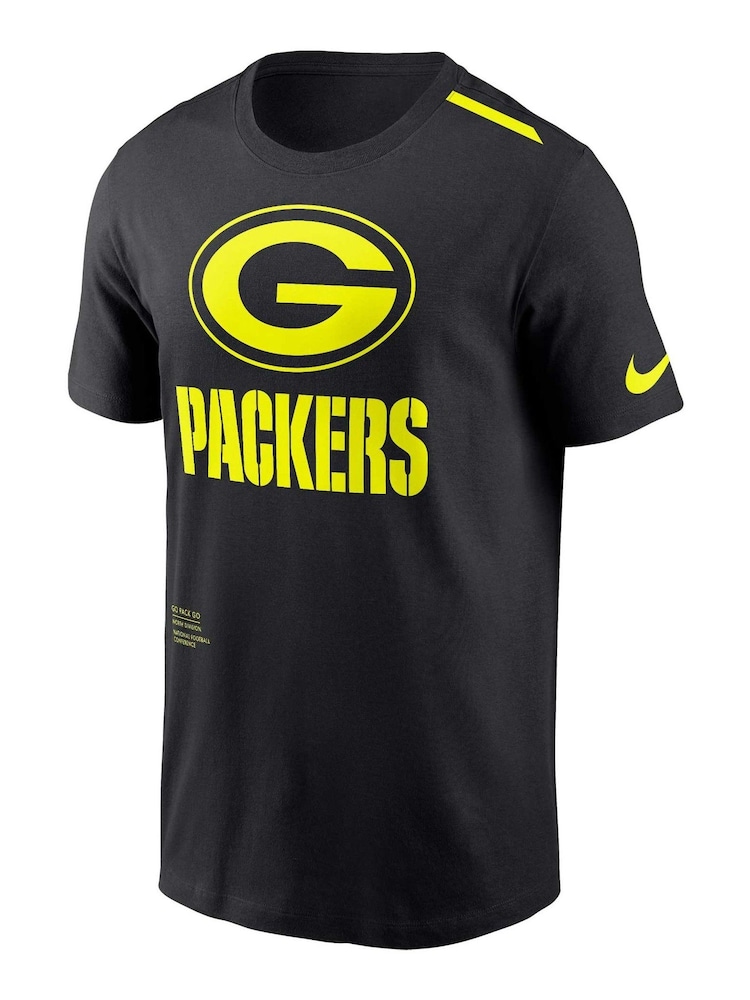 Fanatics NFL Green Bay Packers VOLT Short Sleeve Dri-FIT Cotton Black T-Shirt - Image 2 of 3