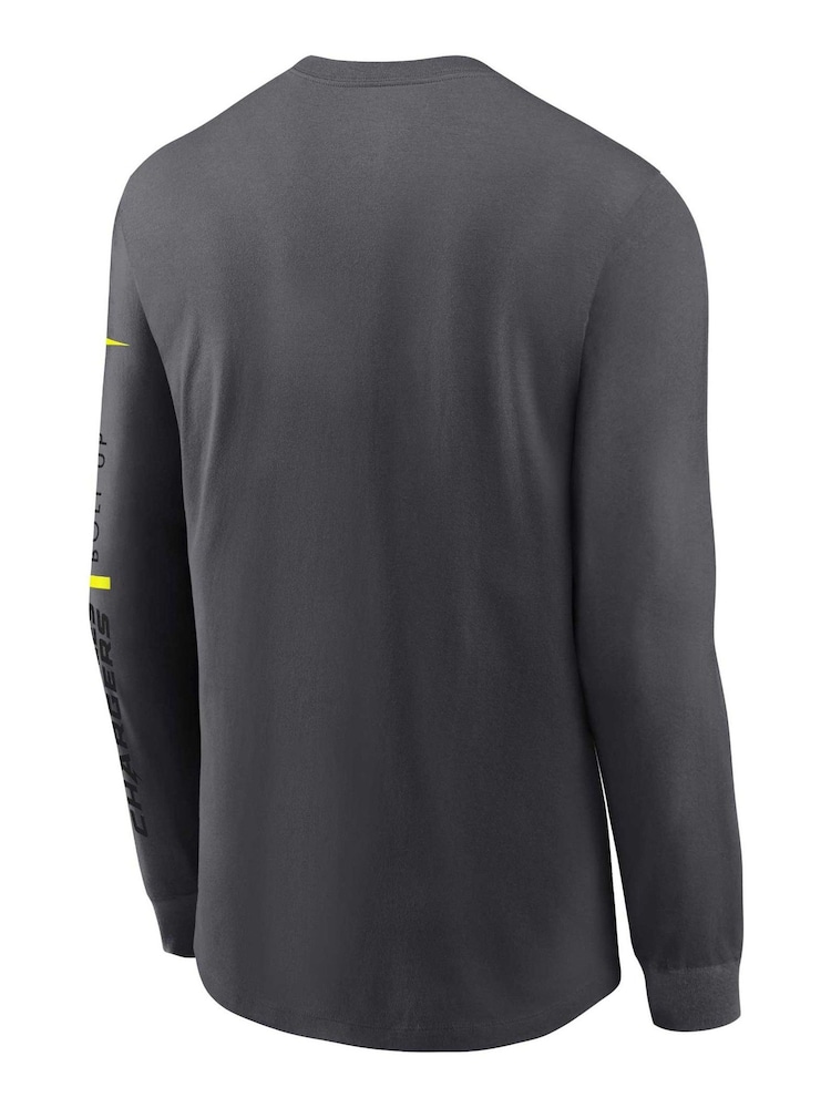 Fanatics Grey NFL Los Angeles Chargers VOLT Long Sleeve Dri-FIT Cotton T-Shirt - Image 3 of 3 Fanatics Grey NFL Los Angeles Chargers VOLT Long Sleeve Dri-FIT Cotton T-Shirt - Image 3 of 3